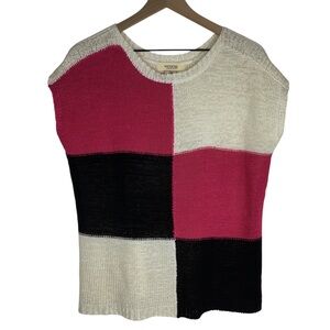 ANDREA JOVINE Workshop Sleeveless Sweater Top Loose Knit Colorblock Medium NWT